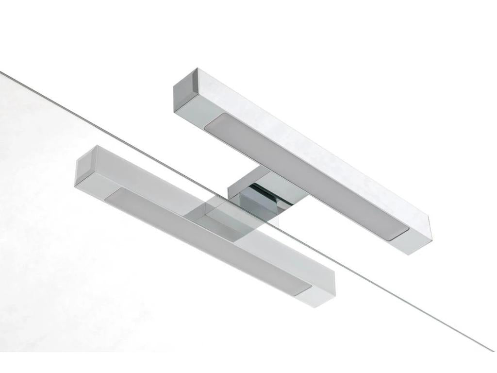 Calmetop 3-drawer grey bathroom vanity unit with double sink and LED mirror, 120cm wide, 18185LDKC