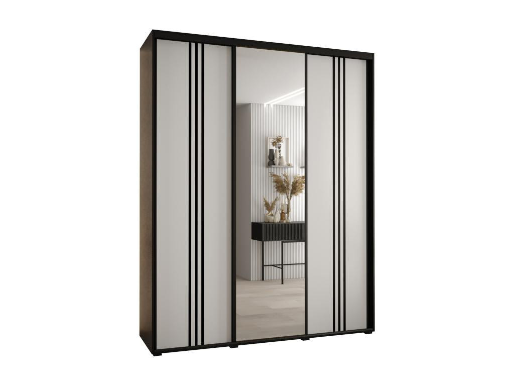 Calmetop 7 Sliding Door Wardrobe 235.2/190/45 3 Doors Black/White/Black 32514LCDB