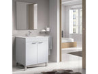 Bathroom vanity unit with 60cm sink and 2 doors, glossy white mirror - Length 60 x Height 80 x Depth 45 cm 97637KRFV