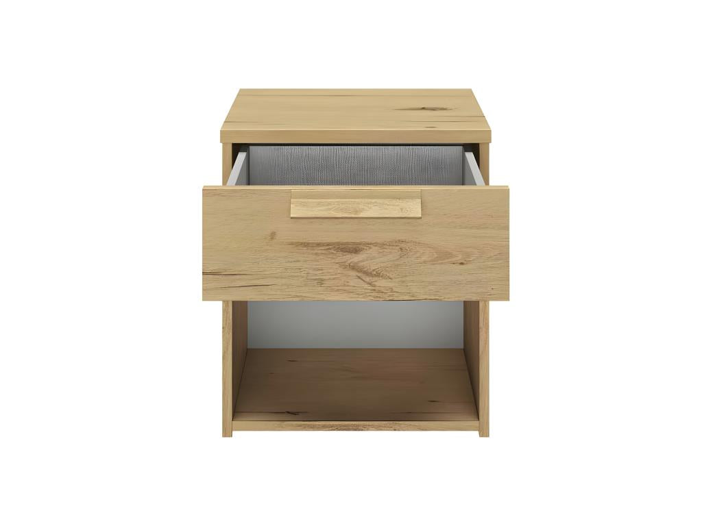 Bedside table with 1 drawer and 1 shelf, light oak finish - Nidchicshop 60277EKDM