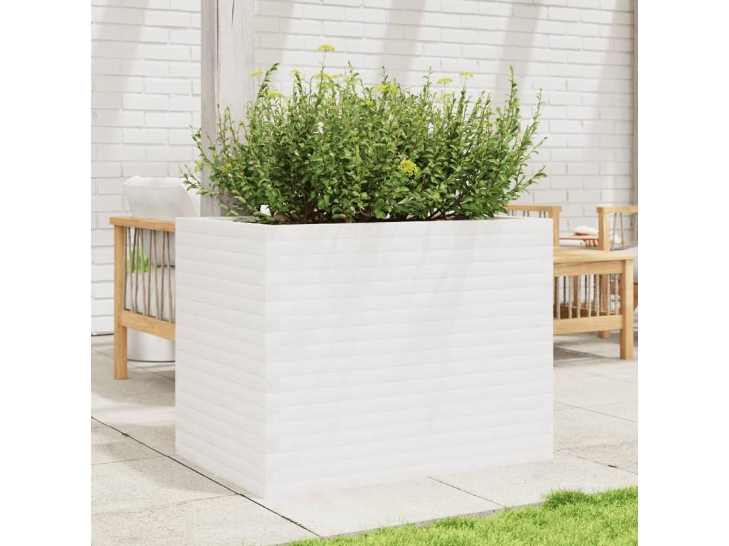 White planter 90x60x68.5 cm solid pine wood 14447YUCQ