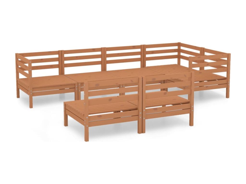 7-piece garden furniture set, solid pine wood, honey brown, 36959CPOX