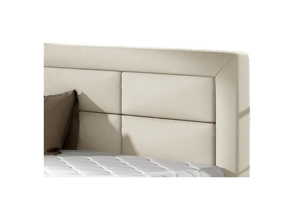 Calmetop modern tufted faux leather bed - Cream color - 160x200 - Storage version 67970NOKJ