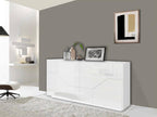 Calmetop Buffet, 4-Door Kitchen Buffet, Living Room Buffet, Made in Italy, 200x43x86 cm, Glossy White, 90074ETDE