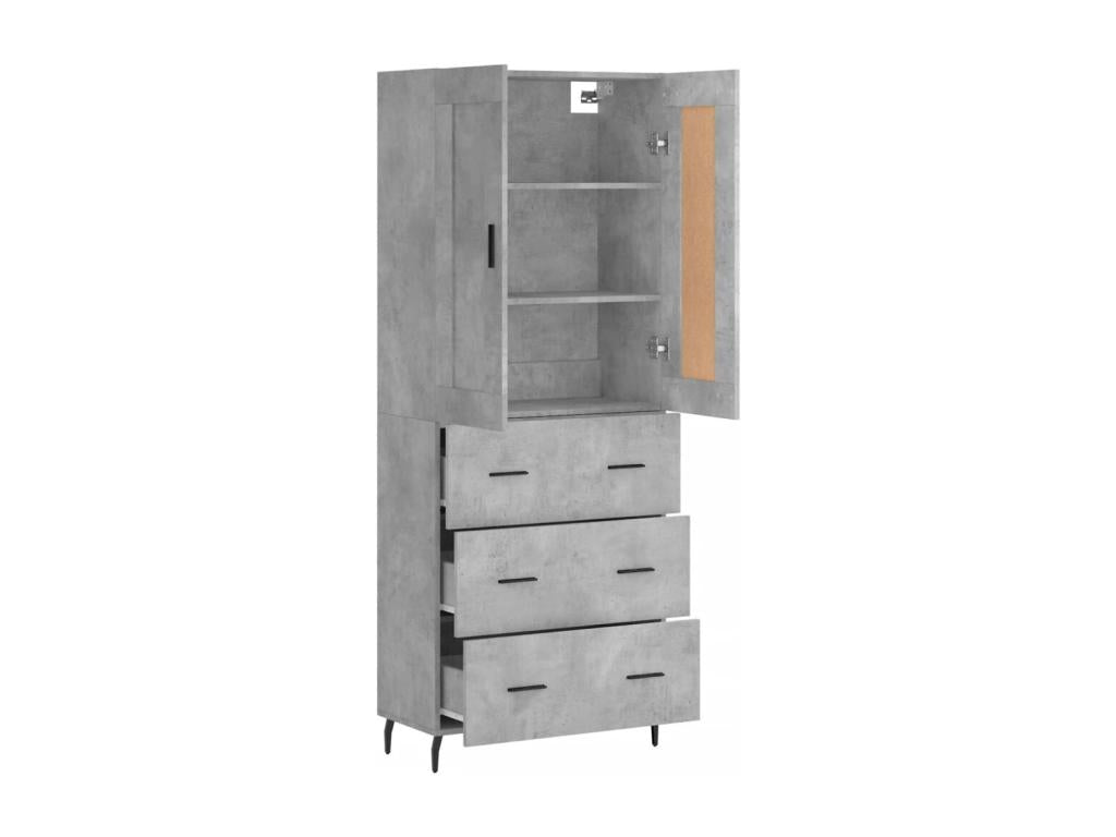 High sideboard, concrete grey, 69.5x34x180 cm, engineered wood, 92841PGXF