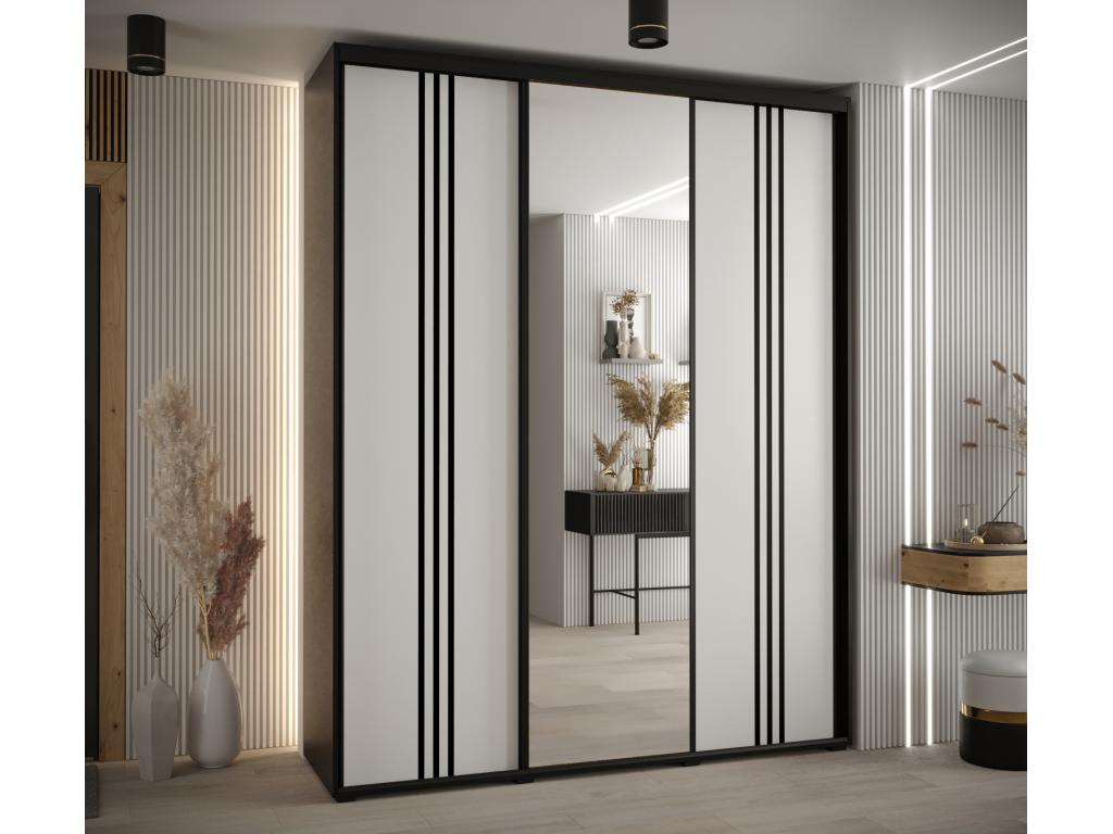 Calmetop 7 Sliding Door Wardrobe 235.2/190/45 3 Doors Black/White/Black 32514LCDB