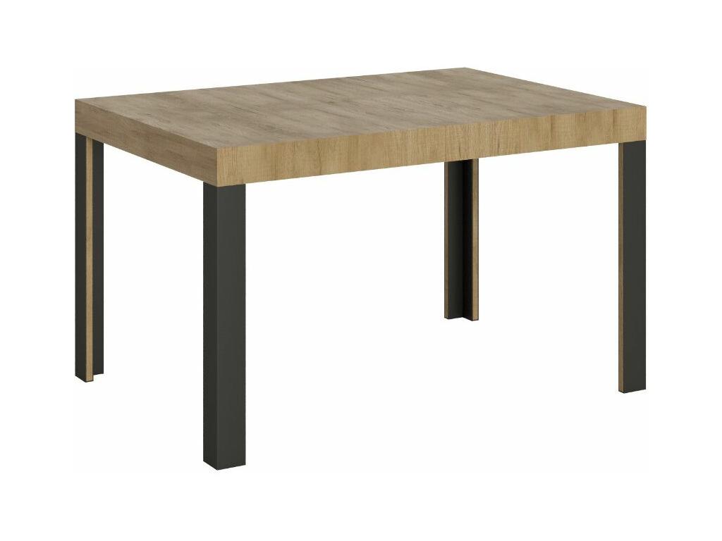 Extendable wooden table with 4 wood and steel legs, anthracite color, Nidchicshop - Natural color - Legs and support available on Nidchicshop - Extendable width 130 to 234cm 84619OCYP