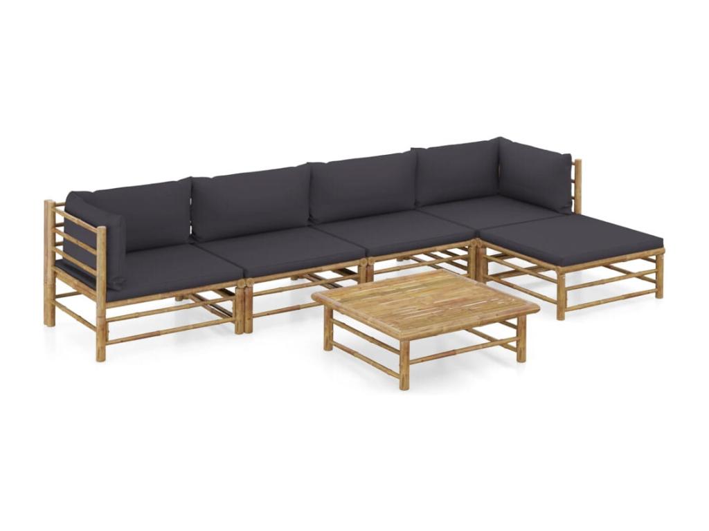 Calmetop 6-piece garden furniture set with dark grey cushions 36979OFTX