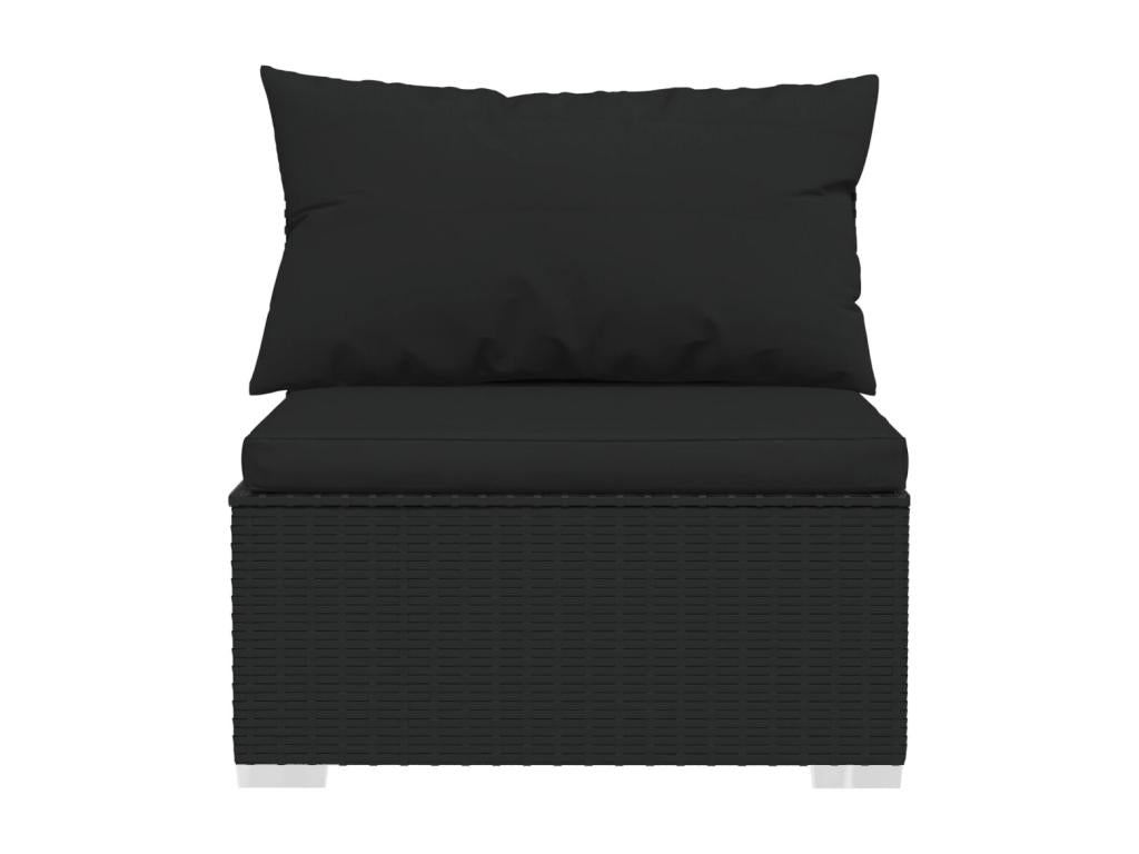 8-piece garden furniture set with cushions, black wicker resin, 37987NFQR