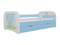 Children's bed in blue teddy bear with slatted base and removable safety rail Calmetop-80x180 87074XJXS