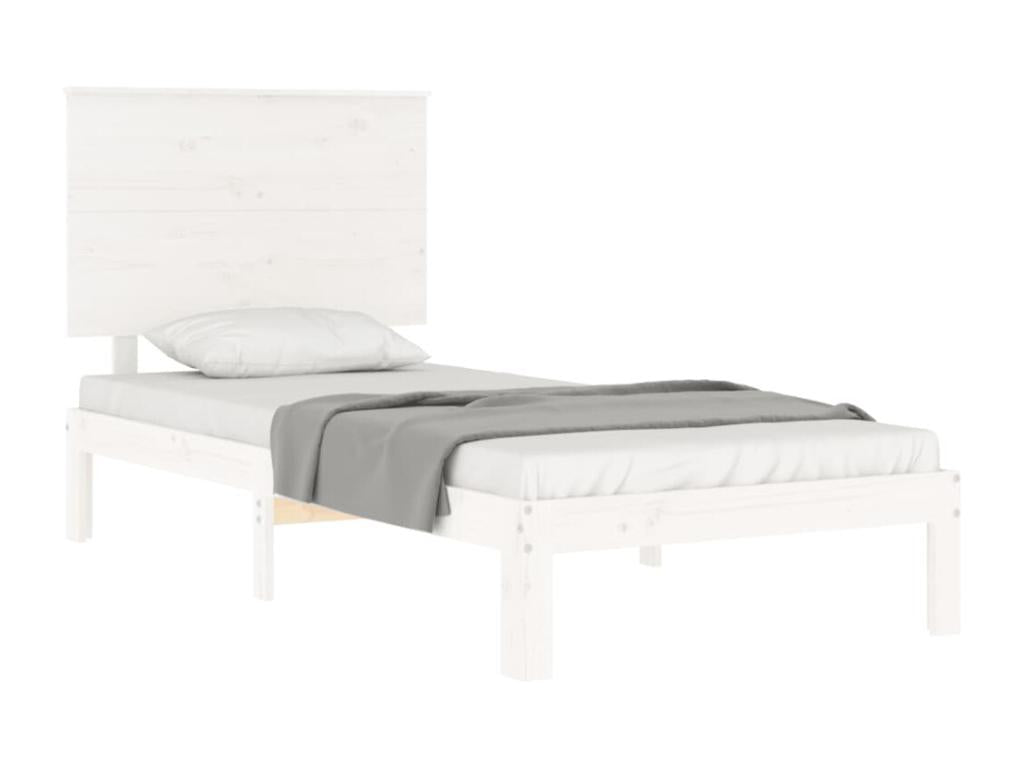 Bed frame with white headboard, 90x200 cm, solid wood, 48094KINH