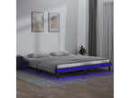 LED bed frame without mattress, grey, 135x190 cm, solid wood, 66617XSSH