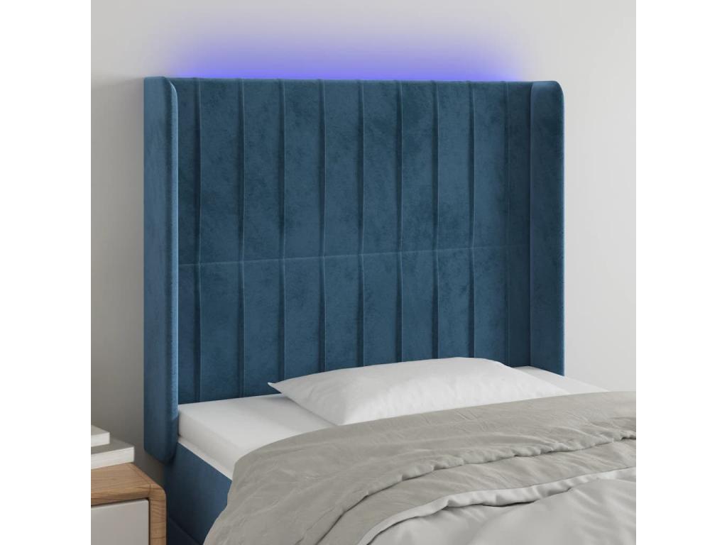 Dark Blue LED Headboard 83x16x118/128 cm Velvet 82180OYYH