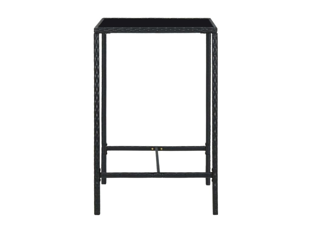 3-piece garden bar set and cushions, black wicker resin, 76761PFVB