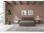 140x190cm Storage Bed with Straight Headboard and Walnut Slats Calmetop 37032ALCM