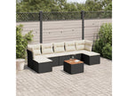 8-piece garden furniture set with cushions, black resin wicker, 16392QYBH