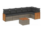 7-piece garden furniture set with cushions, grey woven resin 84013PWLJ