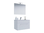 Nidchicshop 3-piece bathroom vanity unit with sink, drawer, and mirror, white - 60 69758JHLQ