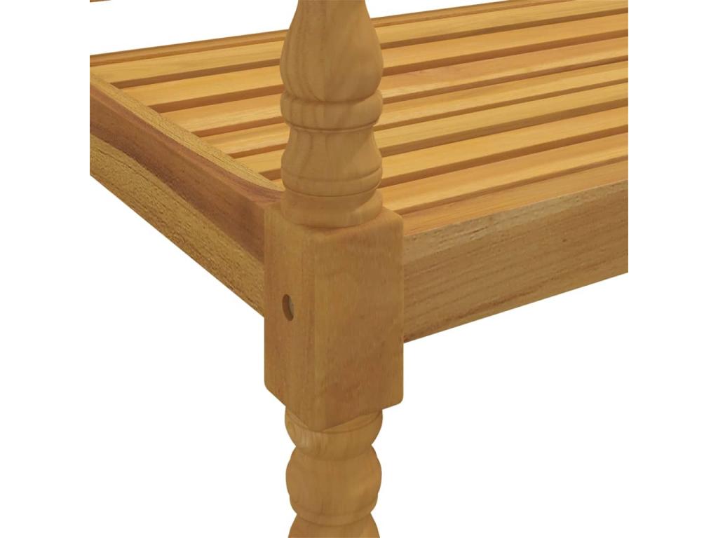 Nidchicshop bench with black cushion, 150cm, solid teak wood, 47161DKPP