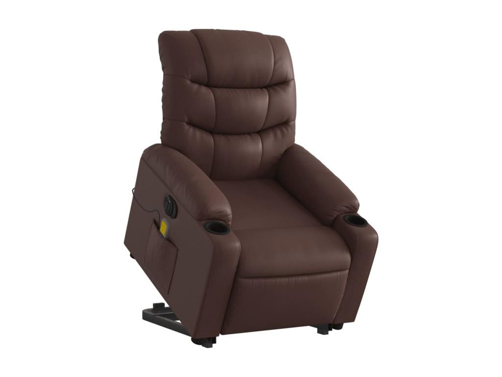 Brown faux leather electric reclining massage chair 55043KMKC
