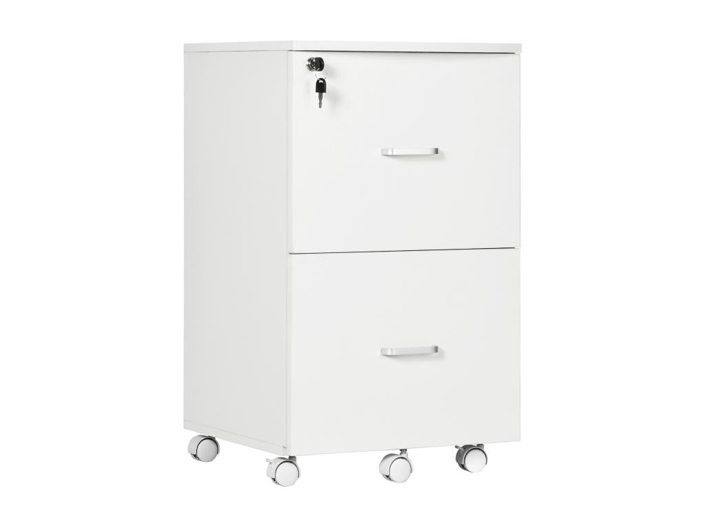 Calmetop Office Storage Unit with 2 Lockable Drawers and 2 Keys Included, White Particleboard, 57357YWVM