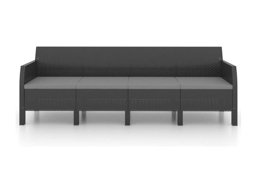 2-piece garden furniture set with cushions, PP rattan, anthracite 00004FZNM