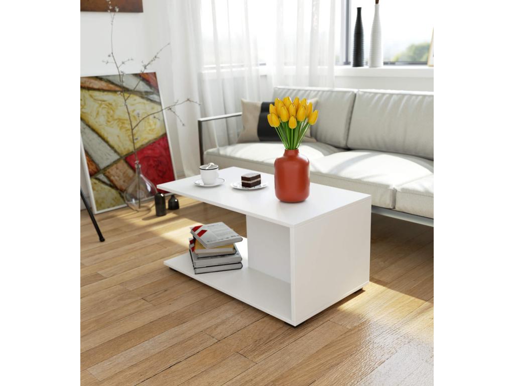 Nidchicshop Coffee Table, White, 90 cm, 90x50x45 cm, 74476QKZE