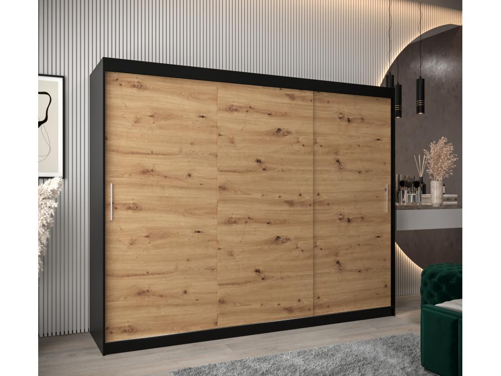 Nidchicshop Sliding Door Wardrobe 200/250/62 3 Doors Black/Nidchicshop 82623DUWN