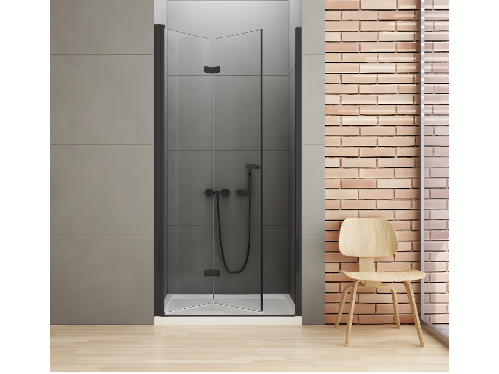 Nidchicshop 75202ULFC Left-Hand Folding Shower Door 90cm Black