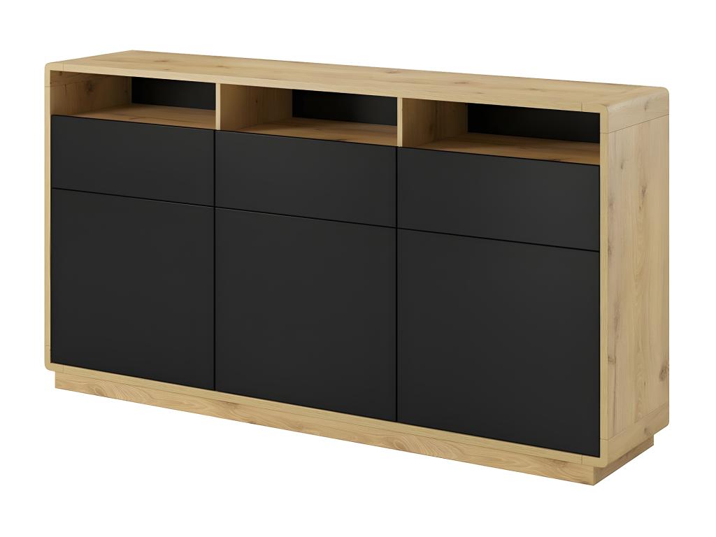 180cm Nidchicshop Collection Sideboard - Oak and Black - Integrated LED Lighting - Nidchicshopes 30691NZZA
