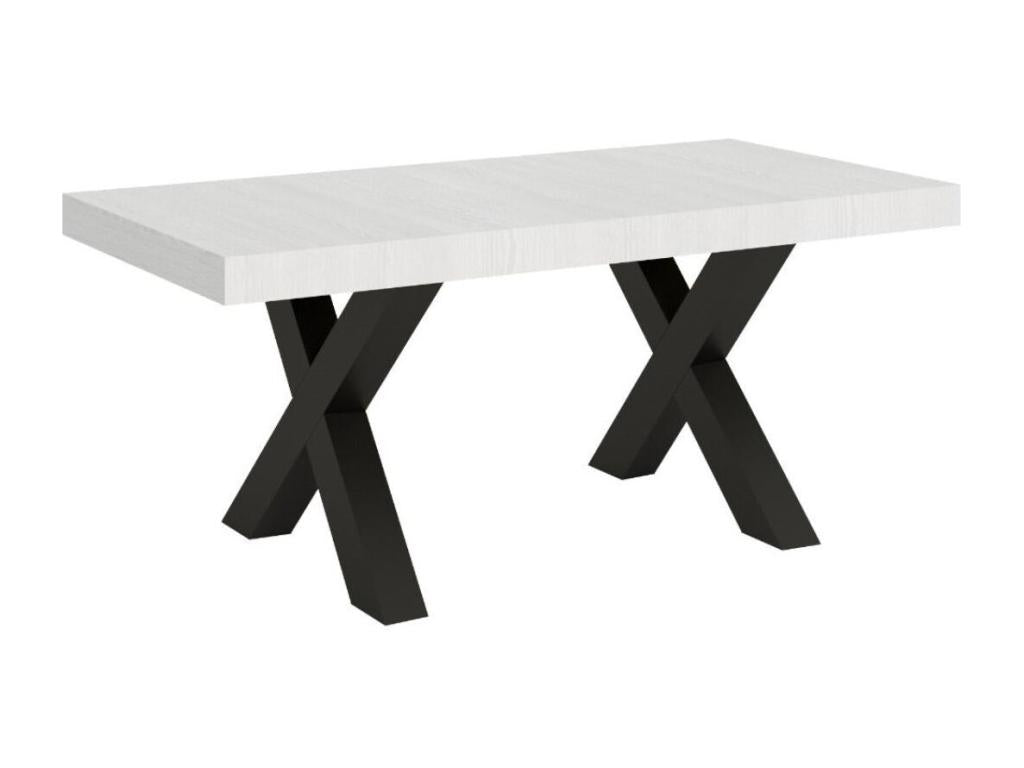 Calmetop rectangular dining table, white with dark grey metal legs, 160cm, 76693WHEZ