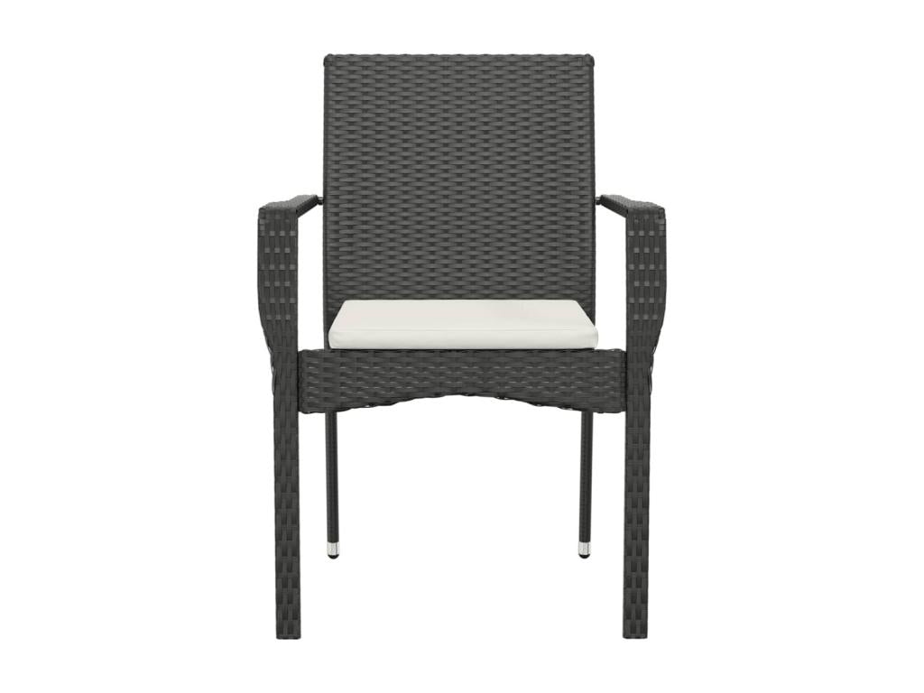 4-piece garden chairs with cushions, black wicker resin, 39853GOSN