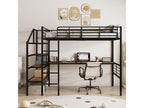 90x200 cm loft bed with desk and storage steps - Metal and MDF - Black (mattress not included) 99671DWDW