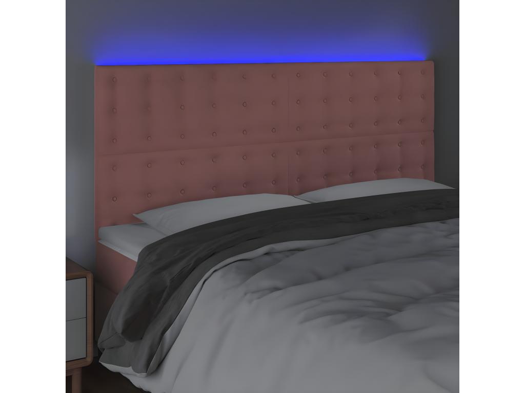 Pink LED Headboard 180x5x118/128 cm Velvet 03003VTFO