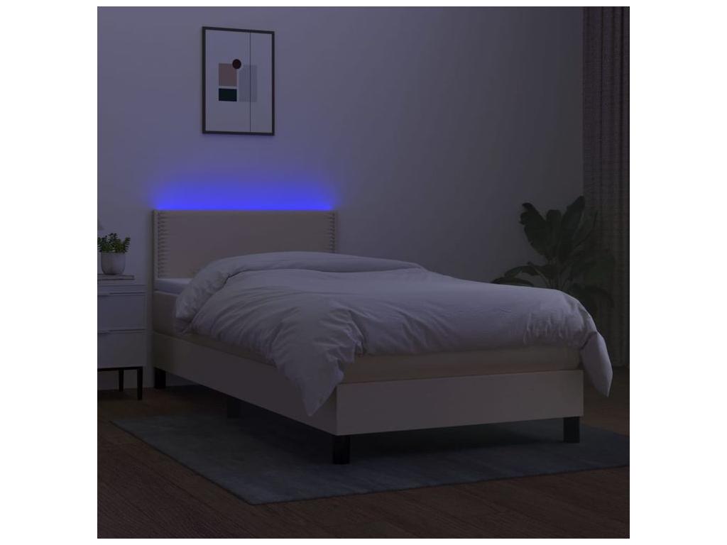 Calmetop bed base with LED mattress, Cream 90x200 Fabric 97685KNRW