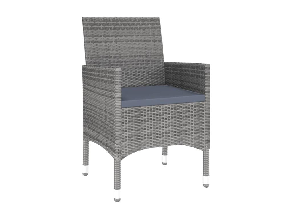 3-piece garden dining set, woven resin, grey, 85984SOGA