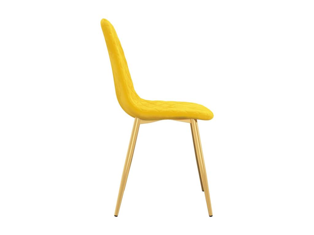Chair with gold metal legs and yellow velvet seat, Nidchicshop - Set of 2 29068RIIR