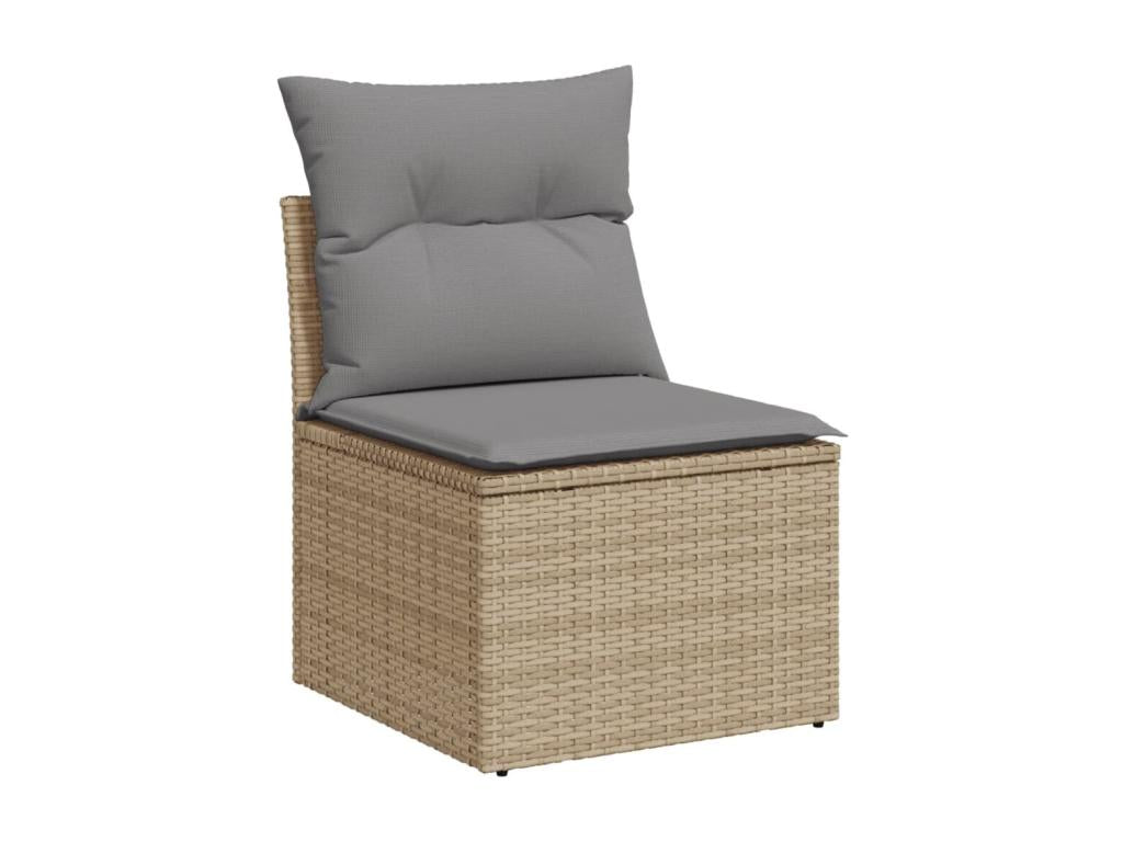 10-piece garden furniture set with cushions, beige woven resin, 92444YTZL