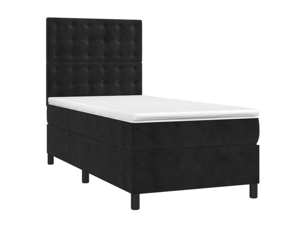 Calmetop bed base with mattress and LED, black, 80x200 cm, velvet, 19269SMUW