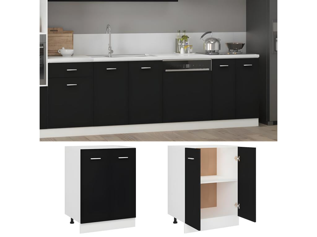 Black Floor Cabinet 60x46x81.5 cm Engineered Wood 86721TYBB