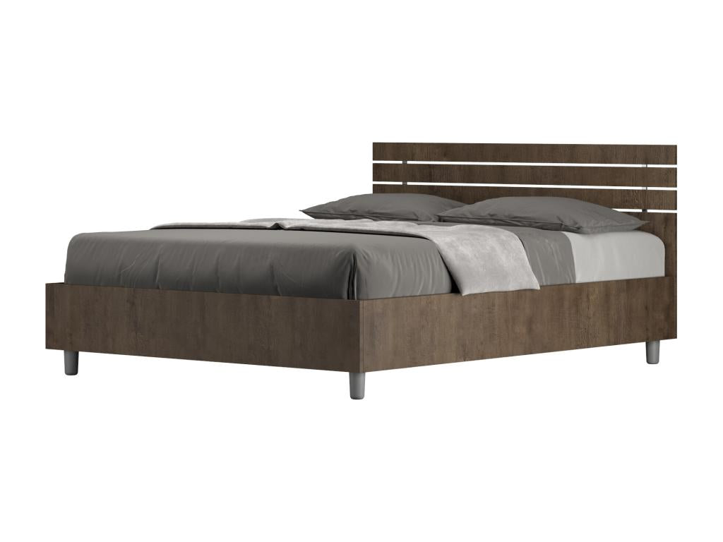 140x190cm Storage Bed with Straight Headboard and Walnut Slats Calmetop 37032ALCM