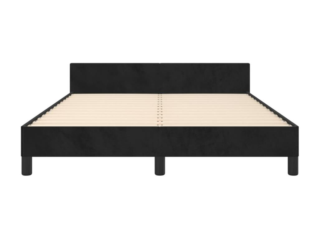 Black velvet bed frame without mattress, 140x190 cm, 63148FGAS
