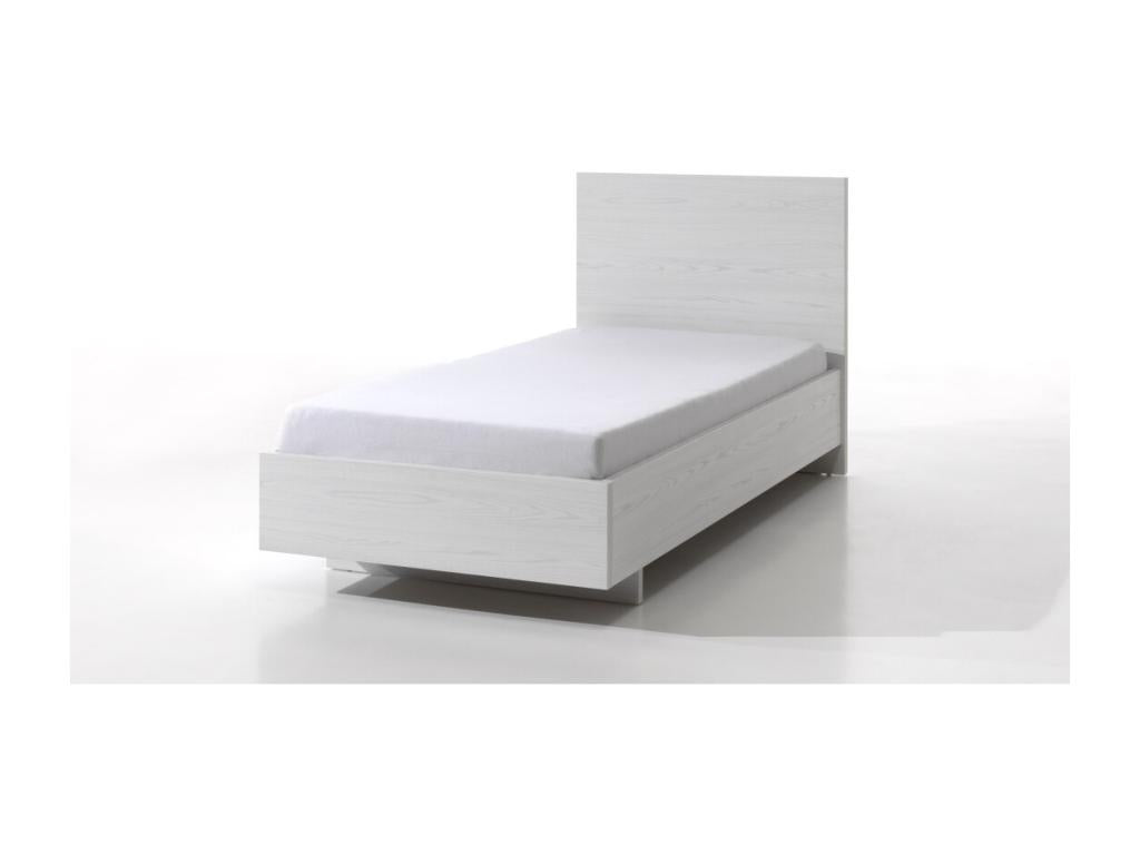 Sturdy children's/teen bedroom set from the Calmetop collection: bed, wardrobe, desk, chest of drawers and bedside table in white with a wood effect (92650GWWK)