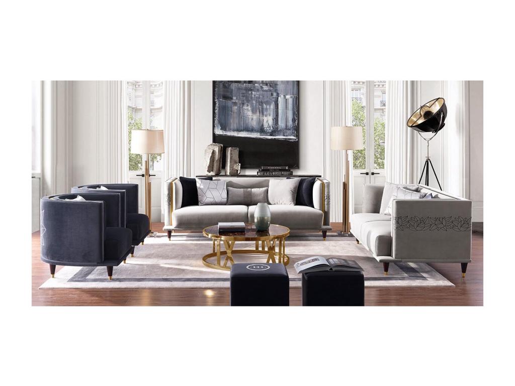 Nidchicshop 3-seater velvet sofa - Grey 84730YORO