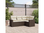 4-piece garden furniture set with brown resin wicker cushions 41779KQXK