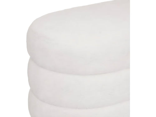 Wooden bench / White PU - Length 100 x Depth 40 x Height 42 cm 26990ZWJY