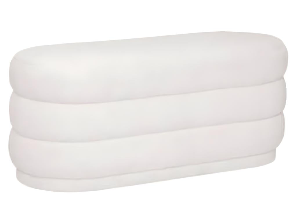 Wooden bench / White PU - Length 100 x Depth 40 x Height 42 cm 26990ZWJY