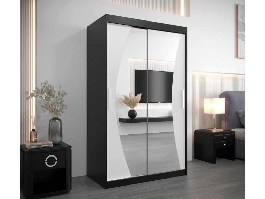Nidchicshop Sliding Door Wardrobe 200/120/62 2 Doors Black/White 20365JUQD