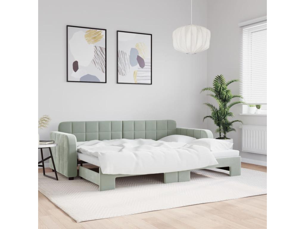 Daybed with pull-out bed, without mattress, light grey, 80x200 cm, 93470GABG