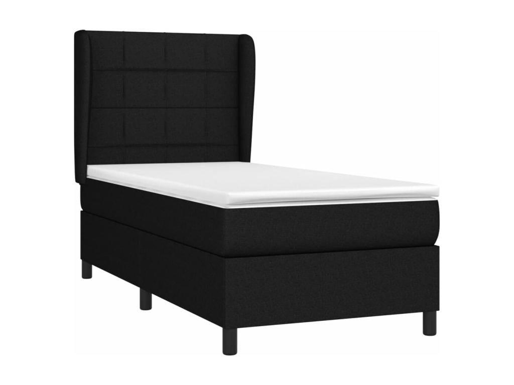 Nidchicshop bed base with mattress, black, 90x190 cm, fabric, 52888JRNF